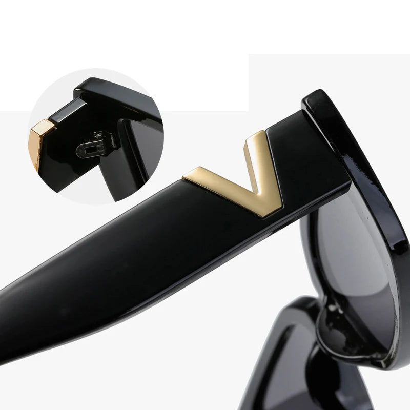 Chic Cat Eye Sunglasses with Luxury V Design for Women - Classic Rectangle UV400 Driving Eyewear.