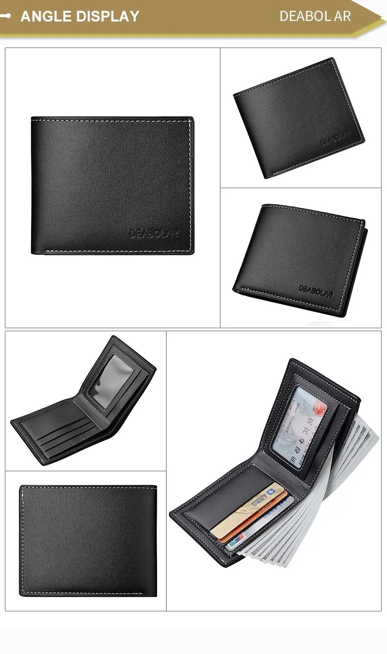 Pu Leather Men Short Wallet Thin Style Folding Young Men Credit Card Holder Wallet.