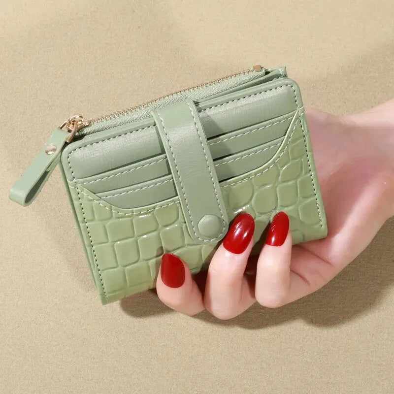 Mini Crocodile Print Clutch Wallet, Short Credit Card Holder, Women's Card Case & Coin Purse