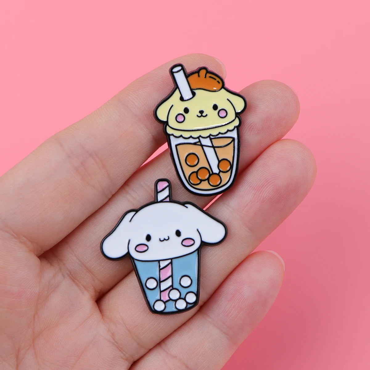 Bubble Tea Series Cartoon Enamel Pins Cute Angle Metal Brooch Clothes Backpack Lapel Badges Fashion Jewelry Accessories Gifts.