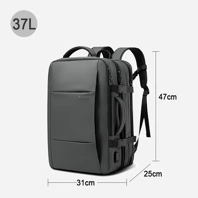 BANGE Travel Backpack Men Business Backpack School Expandable USB Bag Large Capacity 17.3 Laptop Waterproof Fashion Backpack.