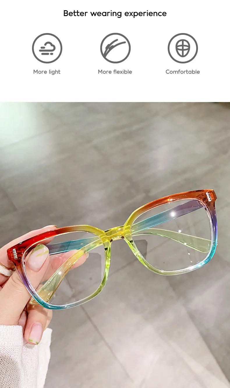 Vintage Retro Gradient Anti-Blue Light Glasses for Myopia - Large Frame Eyewear for Men and Women.