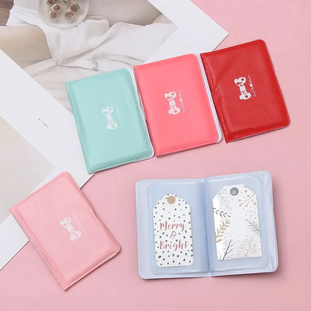 PVC Ladies Card Holder 12 Card Bit Card Cover with Bow--knot Portable Card Bag ID Holders Storage Accessories.