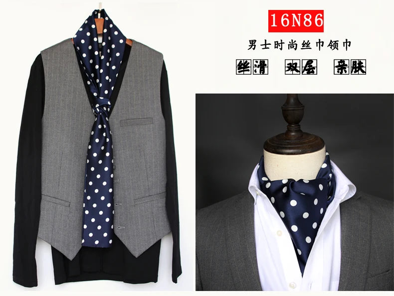 Elegant Double-Sided Hangzhou Silk Scarf for Men – Trendy Geometric Design for Autumn & Winter