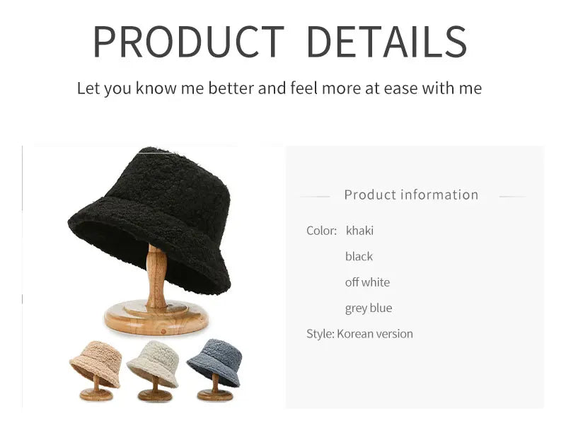 Unisex Wool Bucket Hat - Warm Fisherman Cap for Autumn and Winter Outdoor Activities.