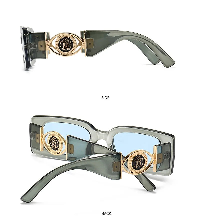 Vintage-Inspired Rectangle Sunglasses for Men and Women - Luxury Designer Black UV400 Eyewear