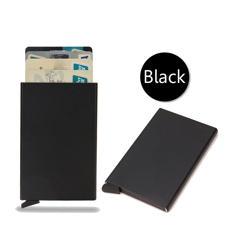 Rfid Smart Wallet Card Holder Metal Thin Slim Men Women Wallets Pop Up Minimalist Wallet Small Black Purse Vallet Walets for Men.