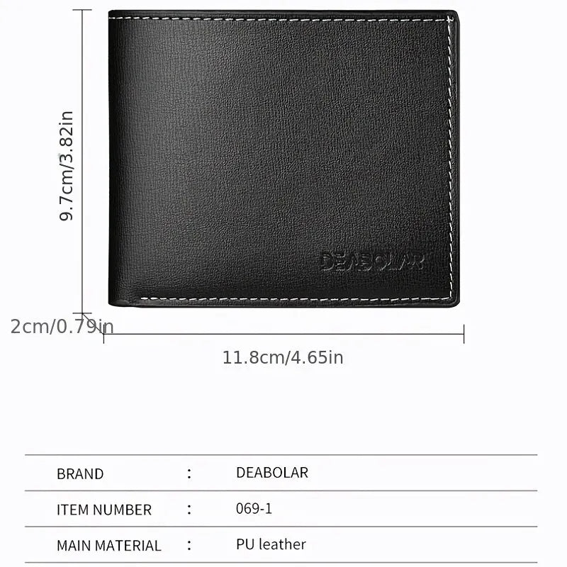 Pu Leather Men Short Wallet Thin Style Folding Young Men Credit Card Holder Wallet.