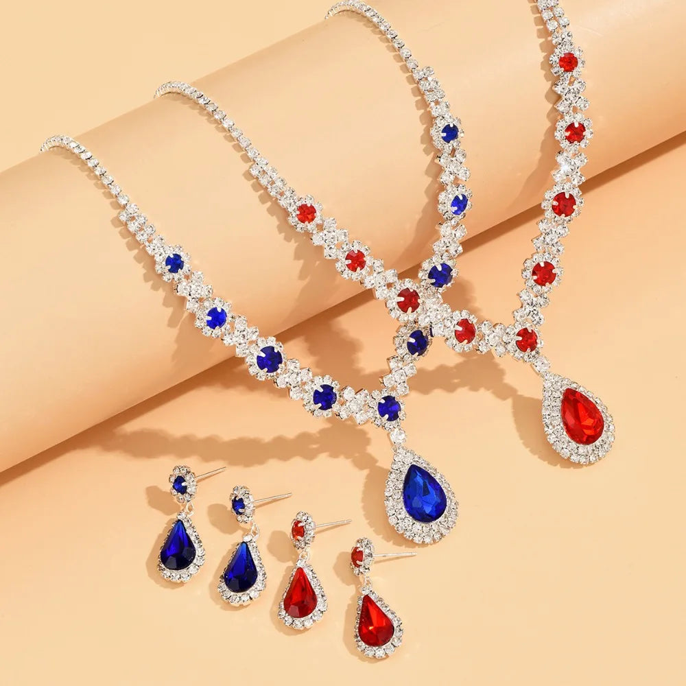 3 pieces of women's crystal droplet necklace with earrings set for wedding evening dress Elegant accessories - Elevate Your Body