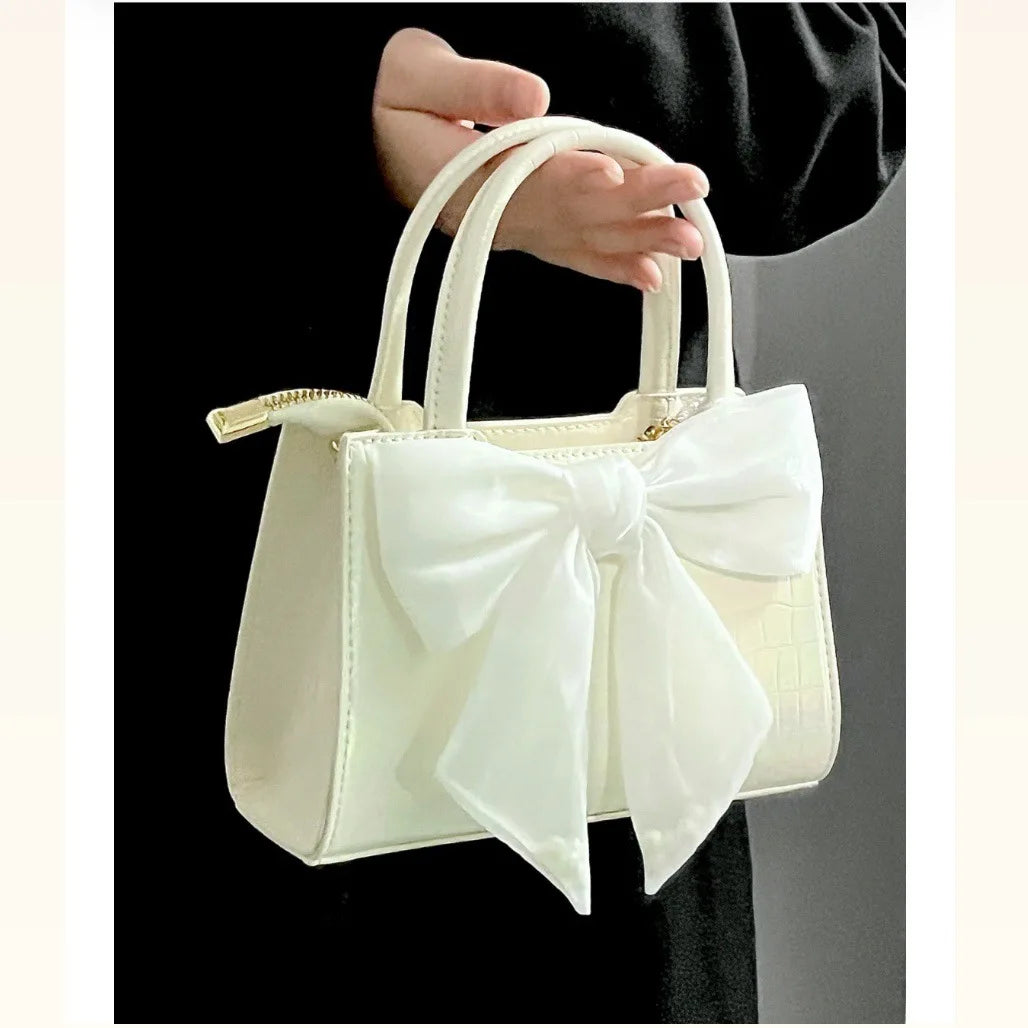 Fashion Women's Clutch Purse Handbags Summer Pink Bowknot Female Underarm Bags Sweet Girl's Small Square Shoulder Messenger Bag.