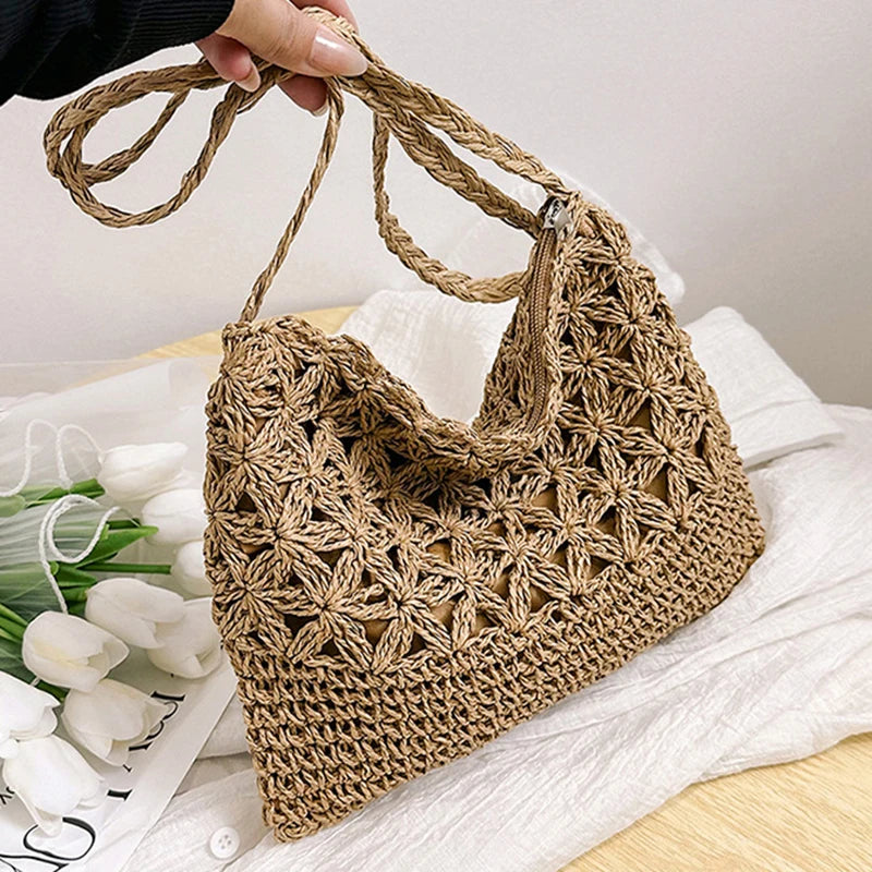 Small Fresh Crossbody Bag, Women's Bag, Straw Woven Shoulder Bag, Niche And Versatile Woven Bag, Simple And Fashionable Handbag