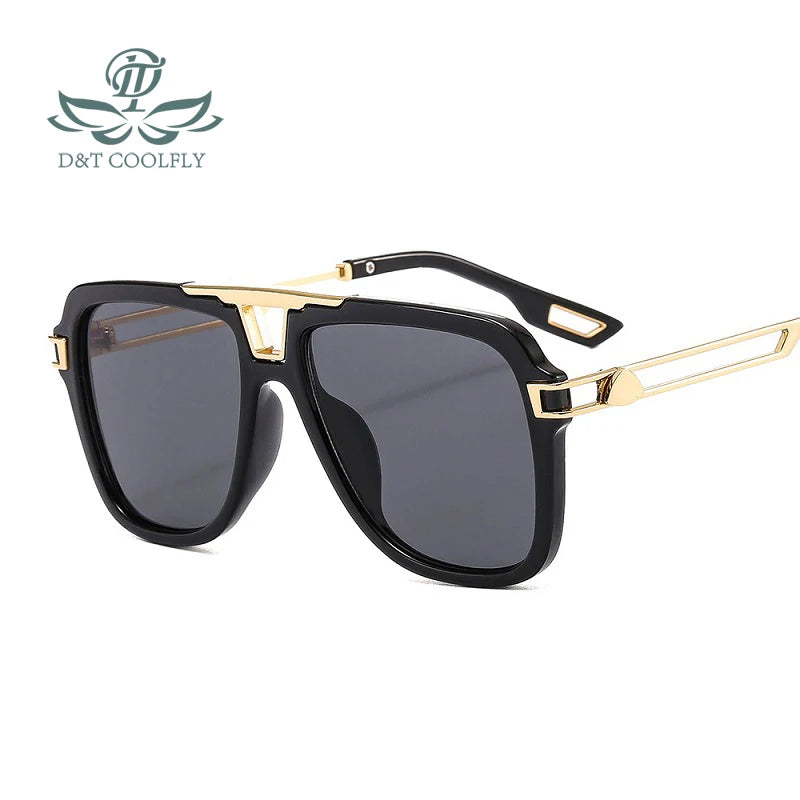 D&T 2022 Trendy Square Sunglasses for Men and Women with Gradient Lenses - Luxury Alloy Metal Frame, UV400 Protection.