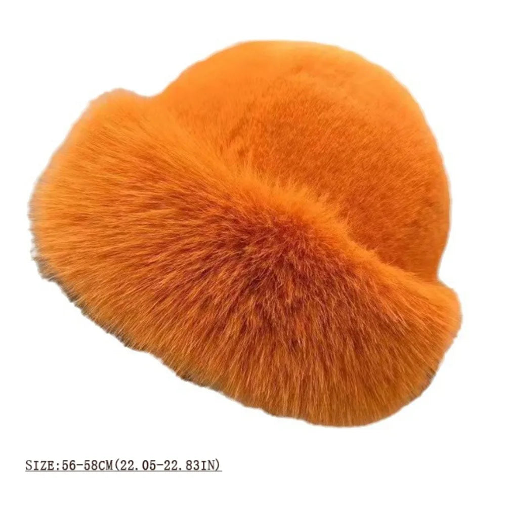 Cozy Faux Fur Bucket Hat for Winter - Stylish Panama Cap for Cold Weather & Holiday Gifts.