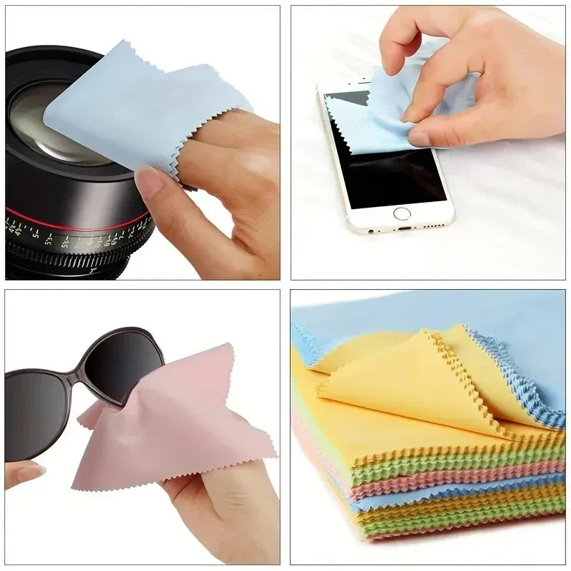 Microfiber Cleaning Cloths for Glasses and Screens - 10 to 200 Pcs, 13x13cm.