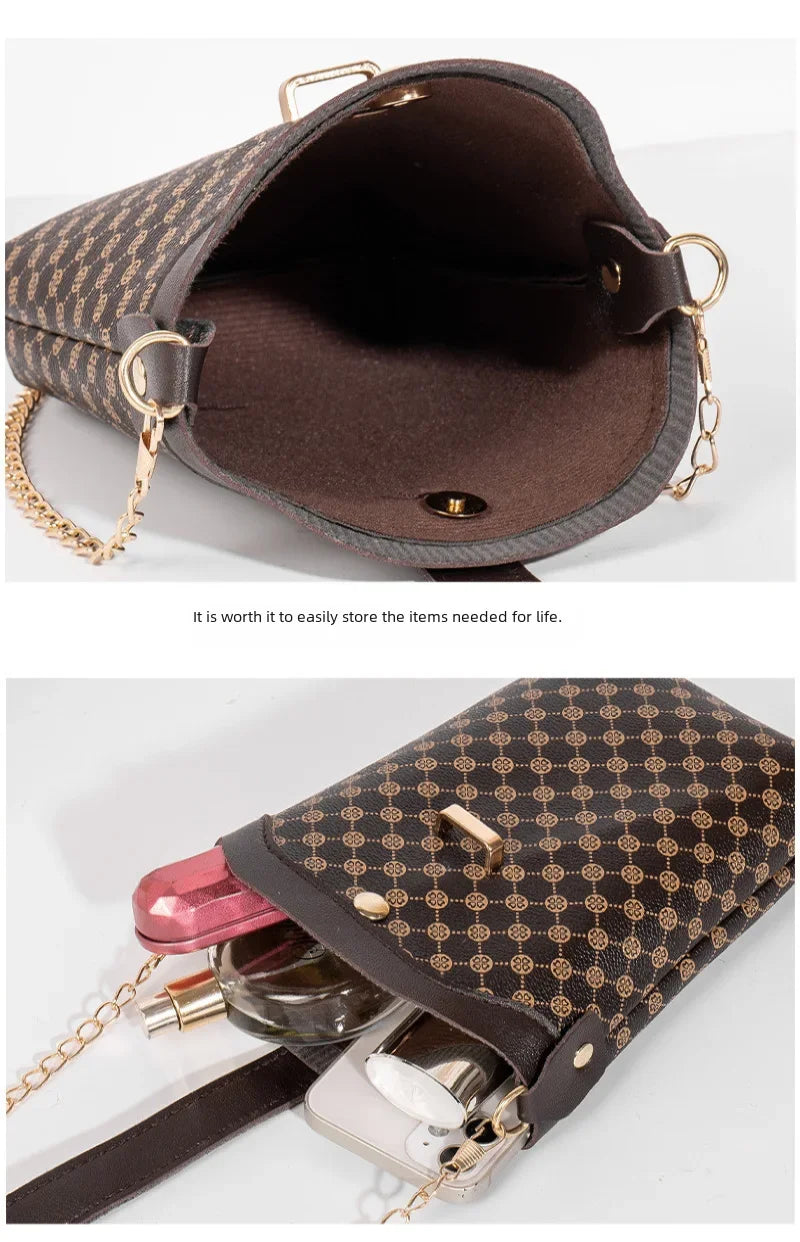 Fashionable Ladies Phone Bag Chain Strap Crossbody Bag Coin Purse Trendy Simple Style Vertical Square Shape Small Size Mobile.