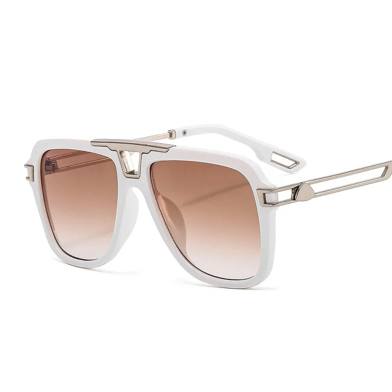 D&T 2022 Trendy Square Sunglasses for Men and Women with Gradient Lenses - Luxury Alloy Metal Frame, UV400 Protection.