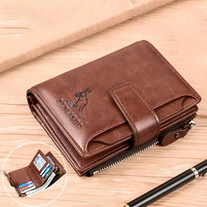 Men's Coin Purse Wallet RFID Blocking Man PU Leather Wallet Zipper Business Card Holder Money Bag Wallet Male.