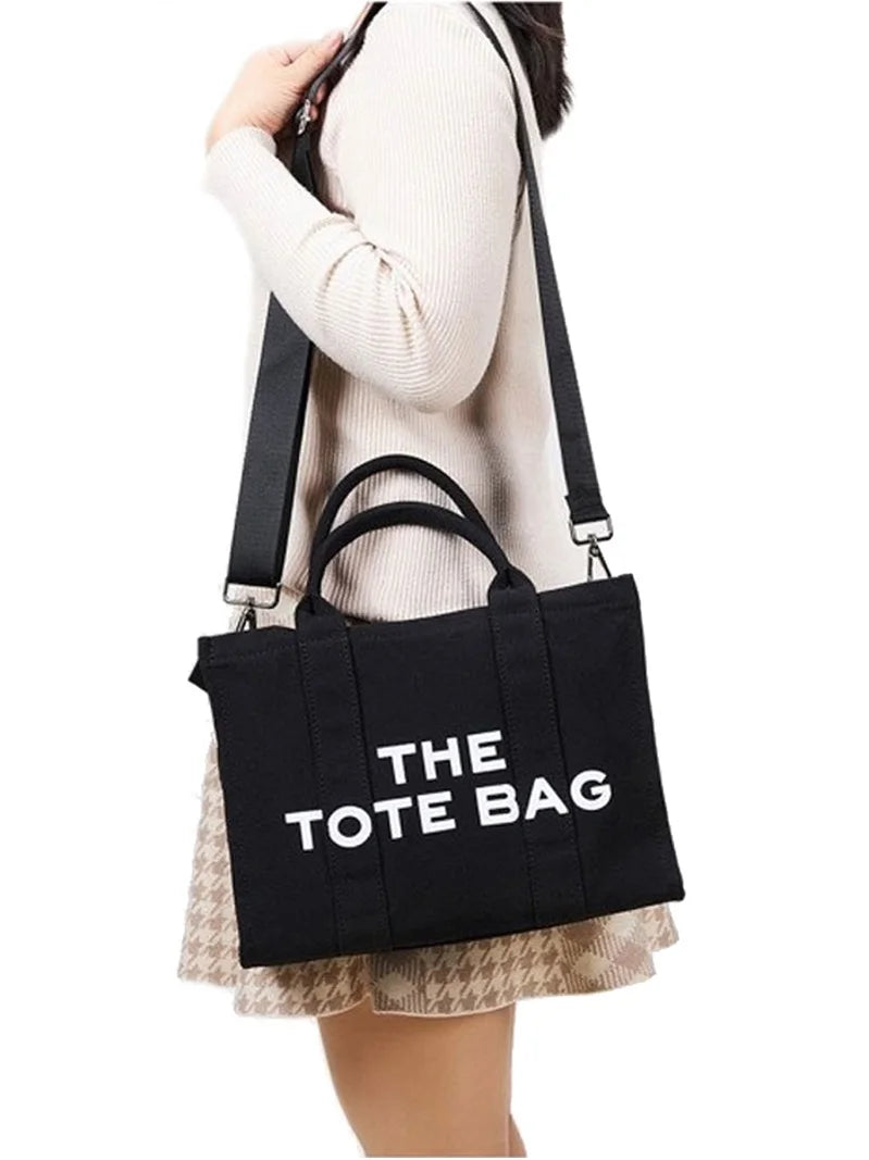 New Women's Canvas Tote Bag Silk Print Letter High Capacity Tote BAG Handheld One Shoulder Crossbody Bag.