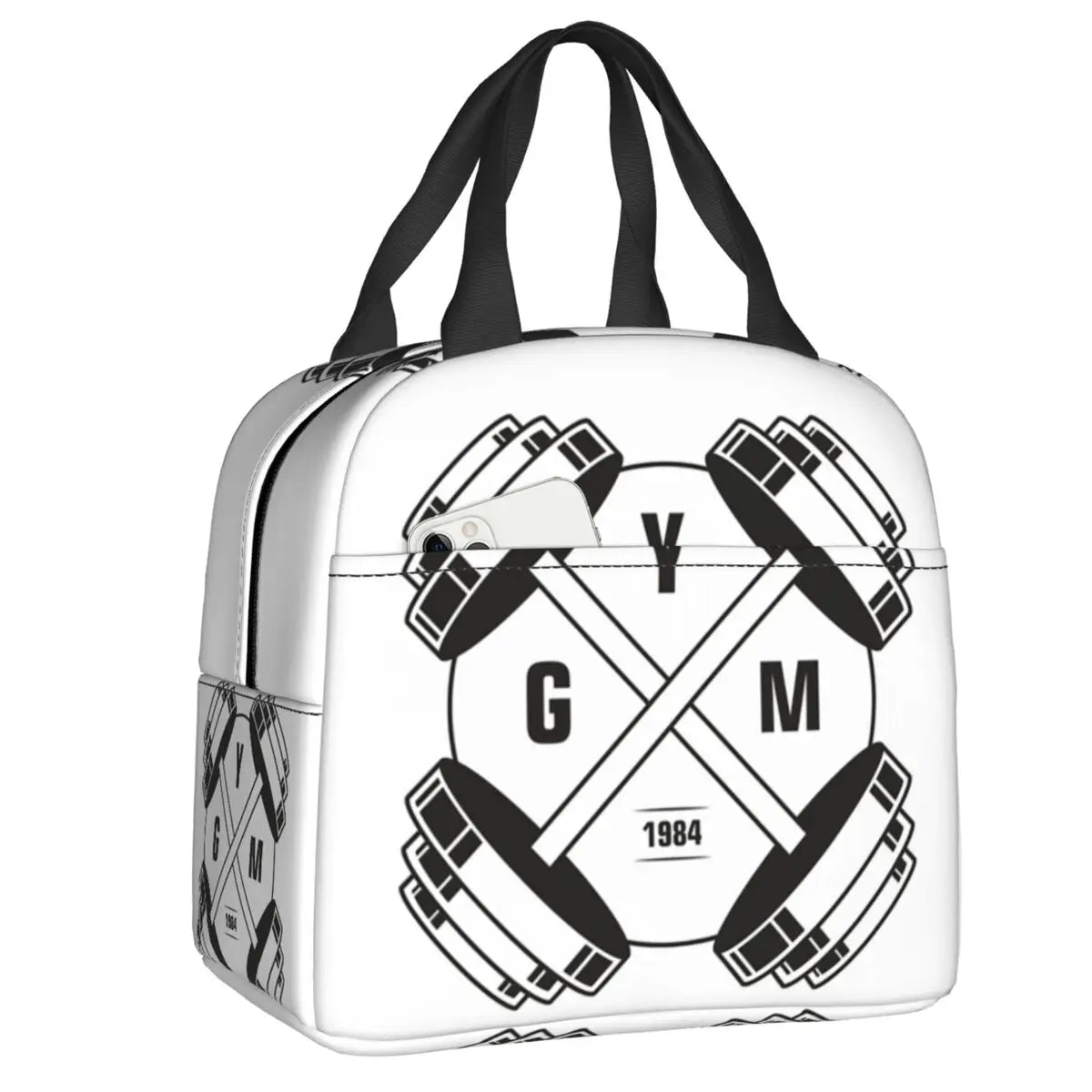 Powerhouse Gym Logo Portable Lunch Boxes Women Waterproof Bodybuilding Fitness Thermal Cooler Food Insulated Lunch Bag.