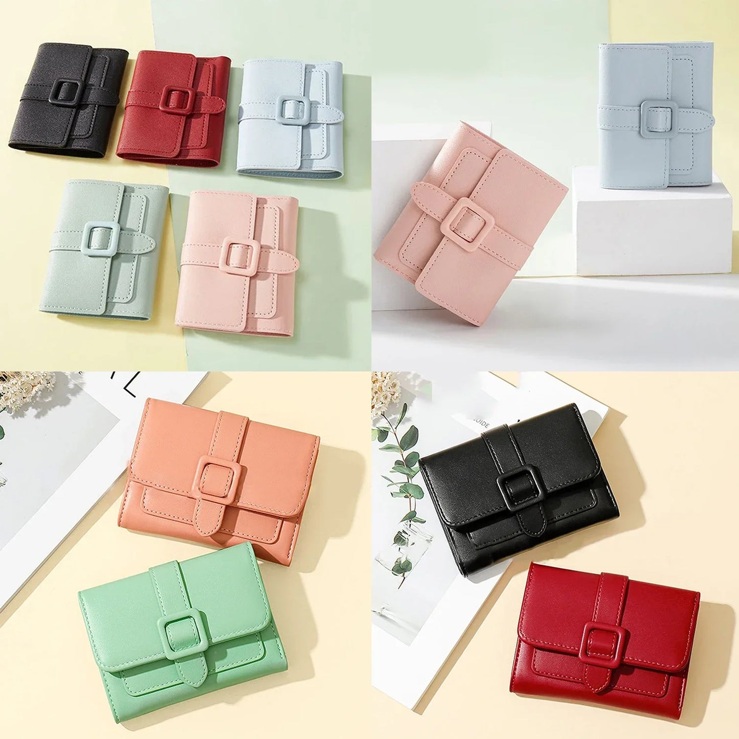 Candy Color Small Wallets PU Leather Coin Pures Ladies Card Holder Mini New Design Standard Short Purses for Women Solid Purses.