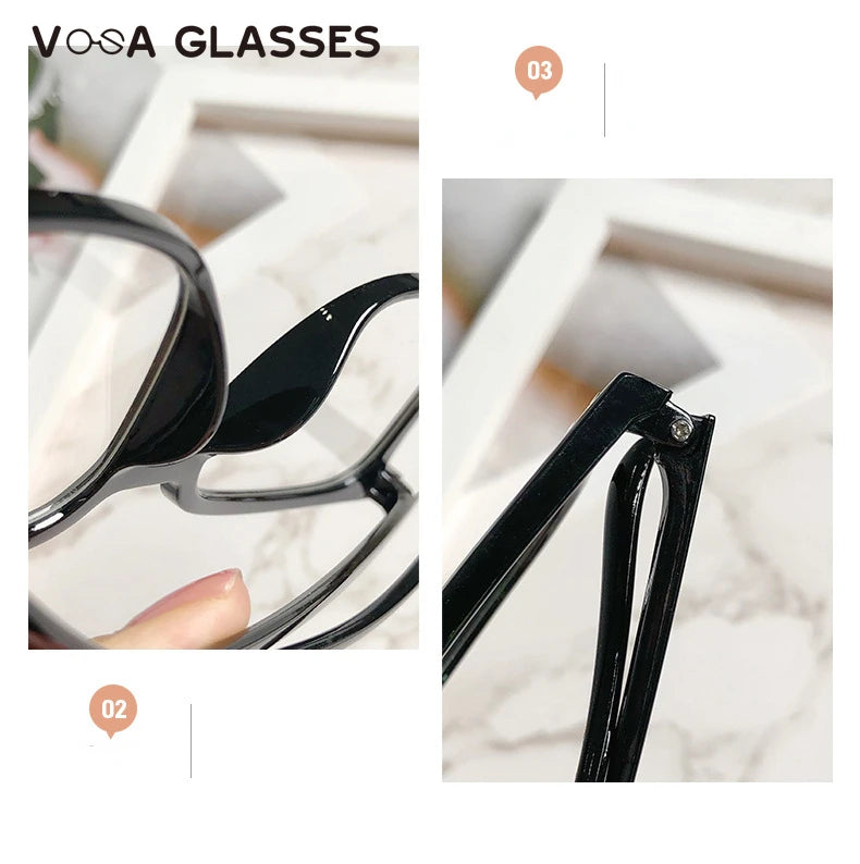 Stylish Oversized Transparent Square Myopia Glasses for Men and Women with Anti-Blue Light Lenses (-600 to 0)