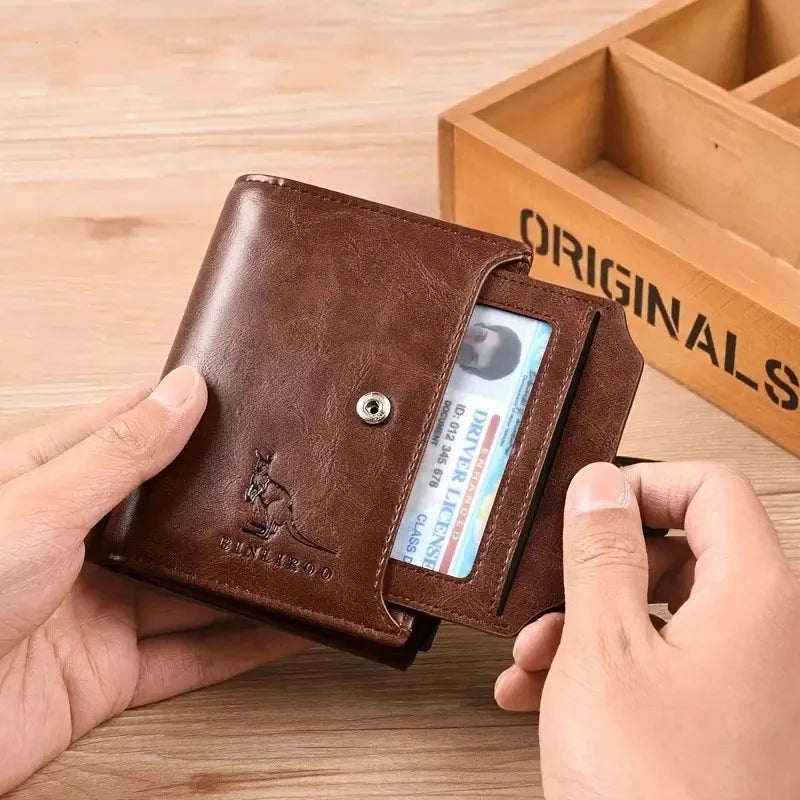 Men's Coin Purse Wallet RFID Blocking Man PU Leather Wallet Zipper Business Card Holder Money Bag Wallet Male.