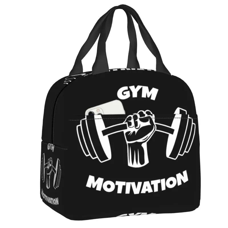 Gym Motivation 
Dumbbell Insulated Lunch Bag for Camping Travel Bodybuilding Leakproof Cooler Thermal Lunch Box Women Children.