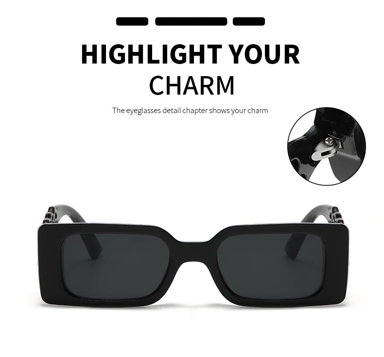 Vintage Flamed Frame Rectangle Sunglasses for Women - Retro UV400 Shades for Travel and Hip-hop Style.