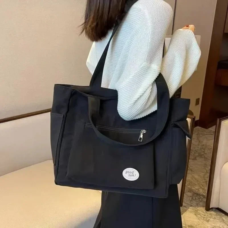 Women's Fashion Shoulder Bag Class Large Capacity Student Tote Bag 2024 New Canvas Commuter Handbag Women Bag.