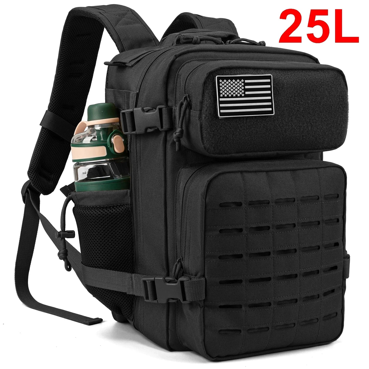 QT&QY 25L/45L Tactical Backpack for Men and Women Outdoor Survival Bug Out Bag Small School Rucksack Hking with Bottle Holder.