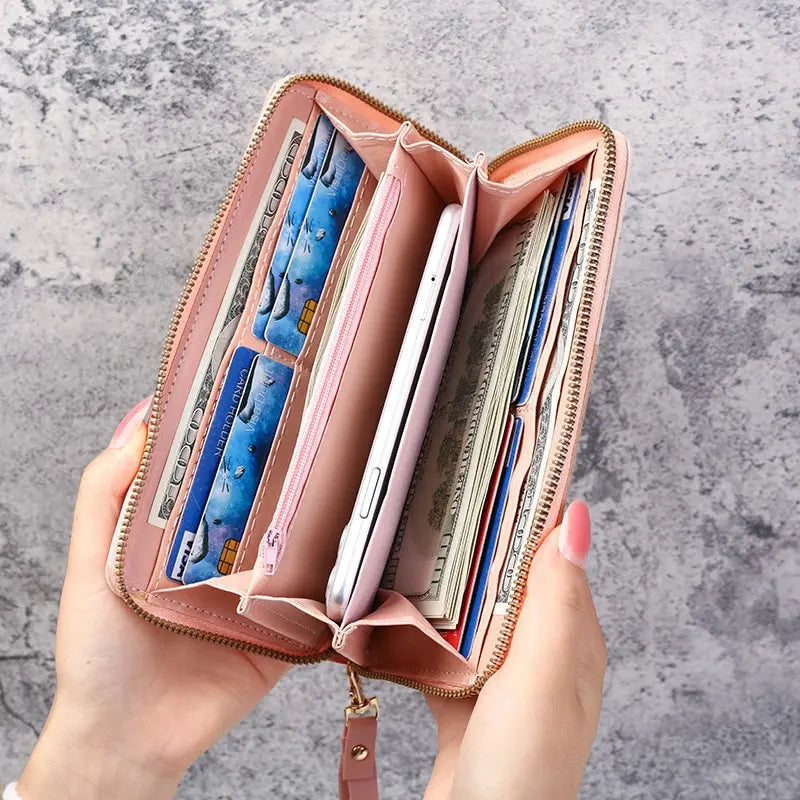 Fashion Zipper Wallets Womens Long Purses Handbags Coin Purse Cards Holder PU Leather Billfold Wallet.