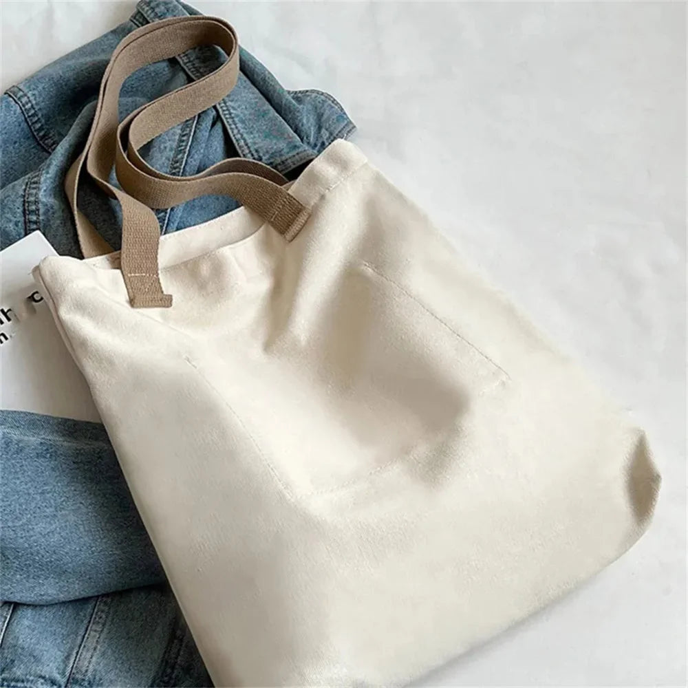 1Pcs Women's Tote Bag Canvas Sewing Thread Large Capacity Advanced Sense Handbag Convenient Practical Female's Commuter Bag.