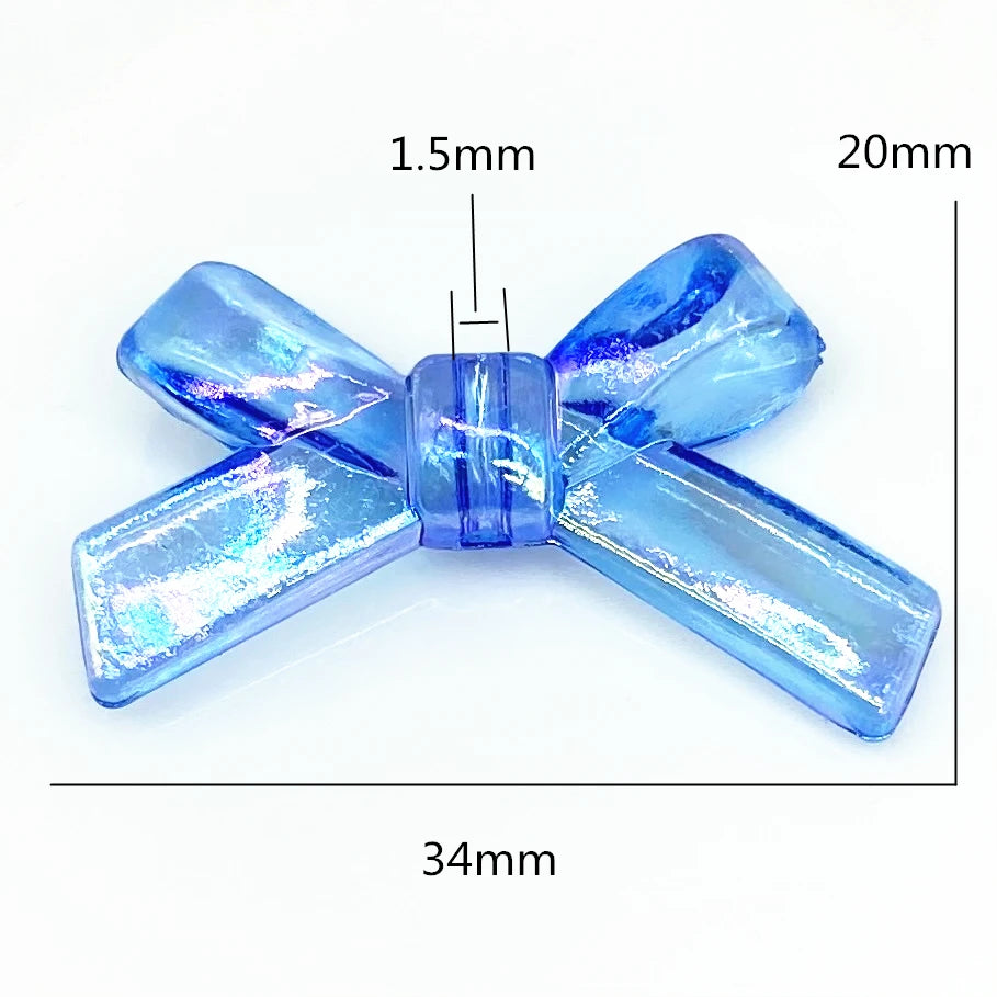 10 pcs/lot 34x20mm Bow Tie Shape Beads AB Color Acrylic  for Jewelry Making Handmade DIY Accessories.