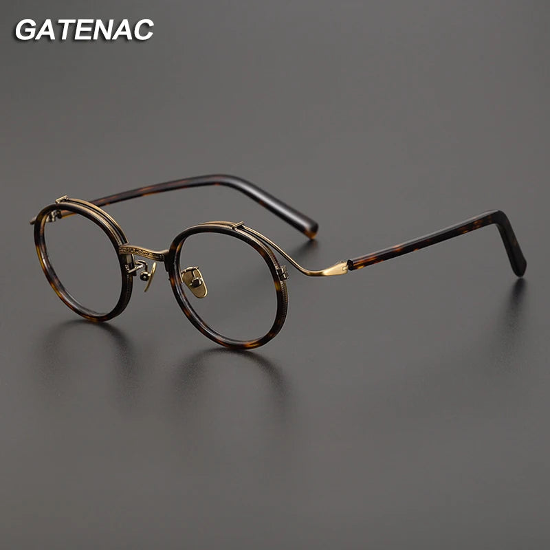 Luxury Handmade Acetate Round Glasses Frame for Men and Women - Retro Korean Designer Eyewear.