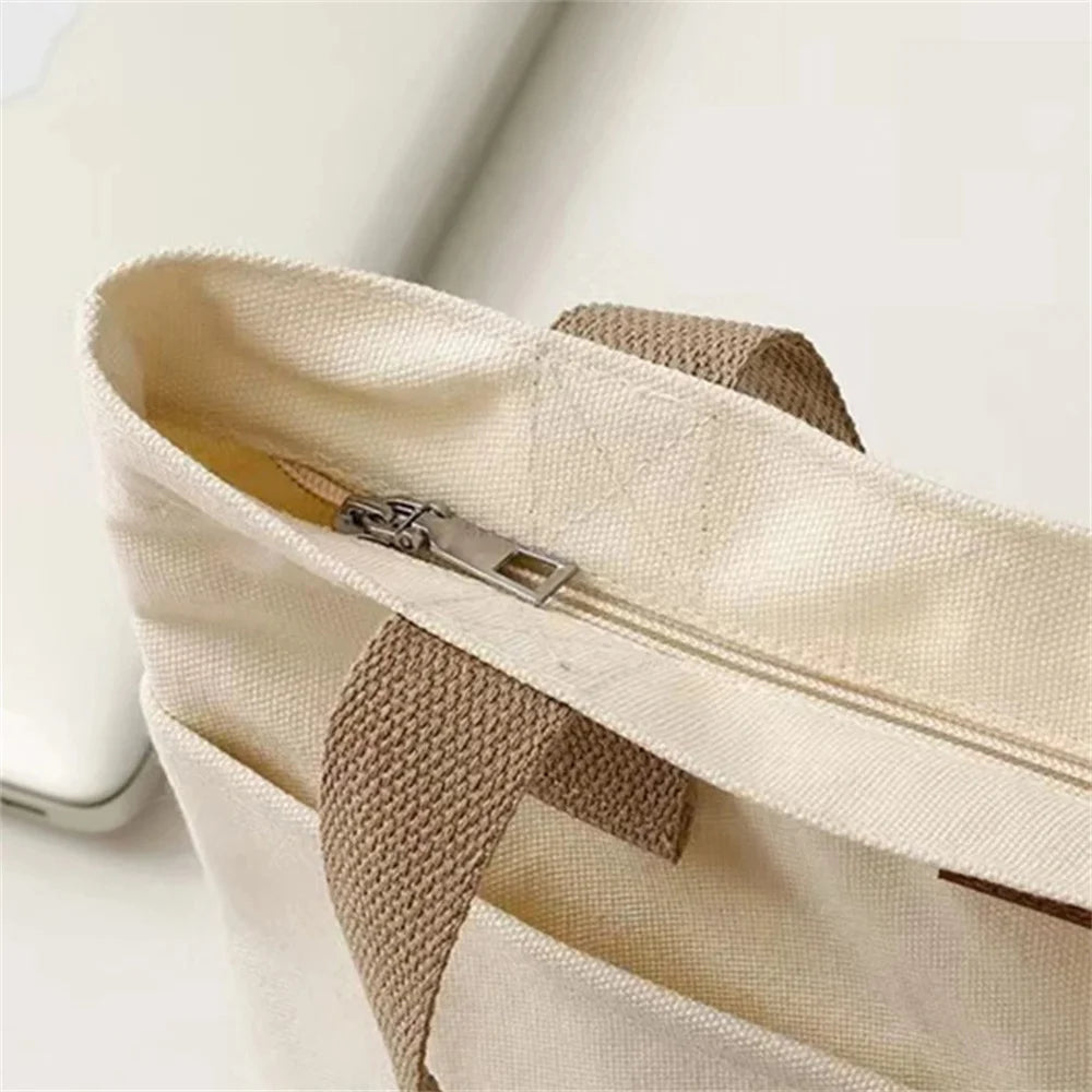 1Pcs Women's Tote Bag Canvas Sewing Thread Large Capacity Advanced Sense Handbag Convenient Practical Female's Commuter Bag.