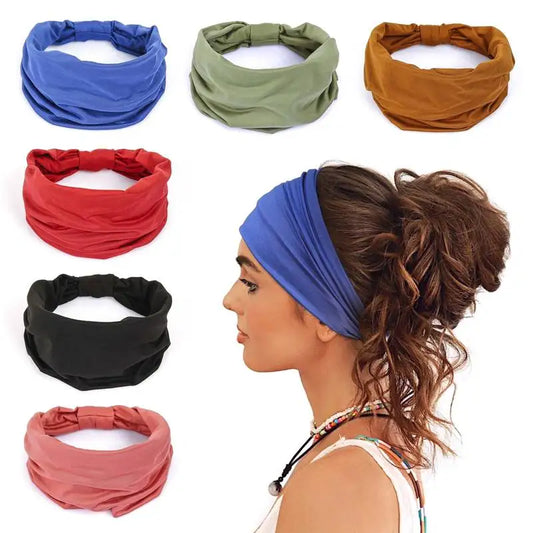 Solid Cotton Wide Headband for Women - Bowknot Turban Hair Accessories for Makeup, Sports, and Yoga.