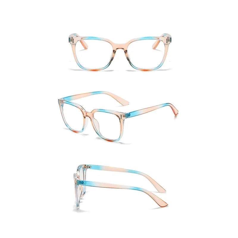 Vintage Retro Gradient Anti-Blue Light Glasses for Myopia - Large Frame Eyewear for Men and Women.