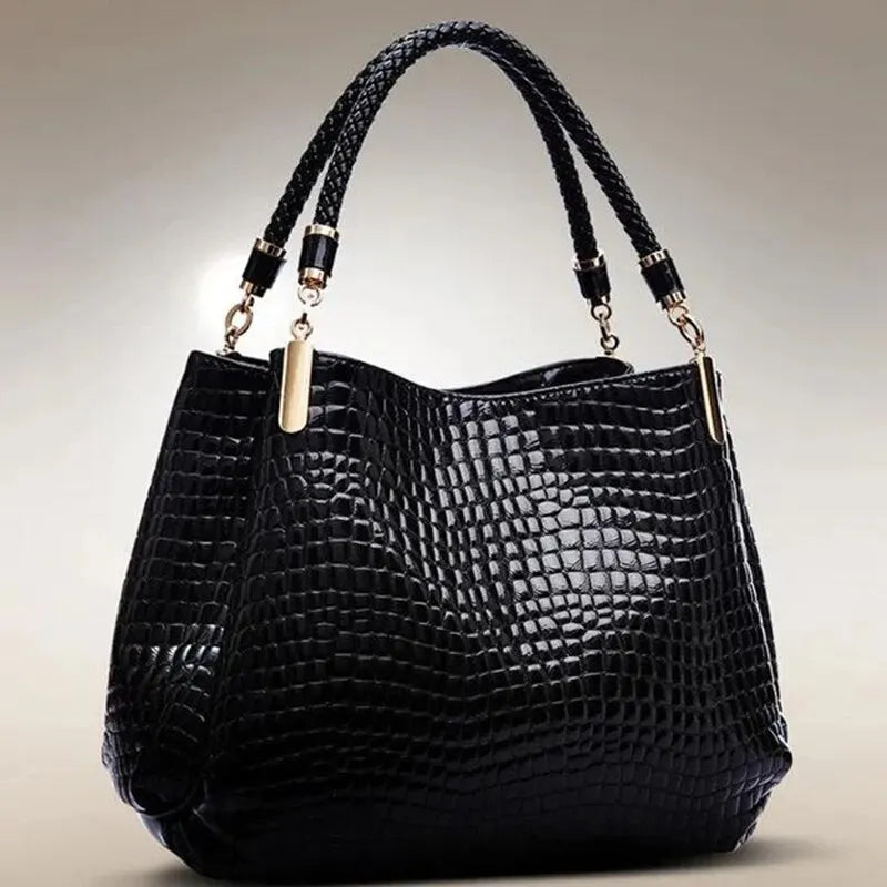 Women's Bag Large Capacity Tote Daily Commute Women's Shoulder Bag Crocodile Print Bright Face Handbag Shopping.