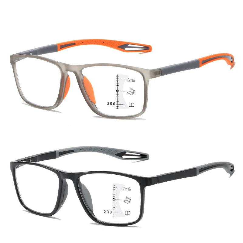 Large Frame Multifocal Reading Glasses with Anti-Blue Light Protection for Men and Women.