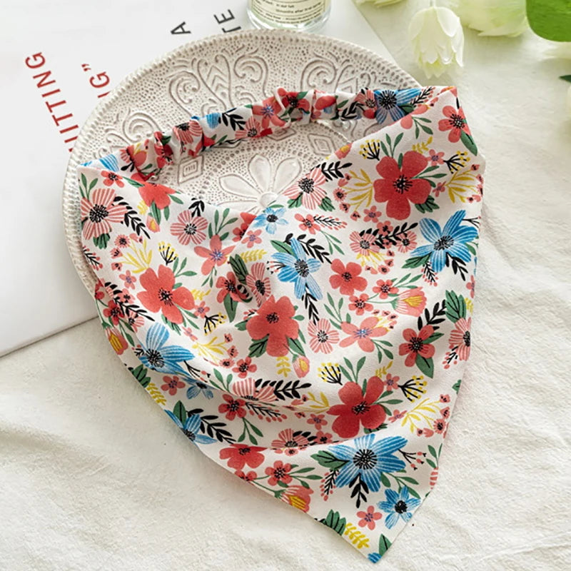 Floral Triangle Head Wrap Bandana for Women - Elastic Hair Accessories for Spring and Summer.