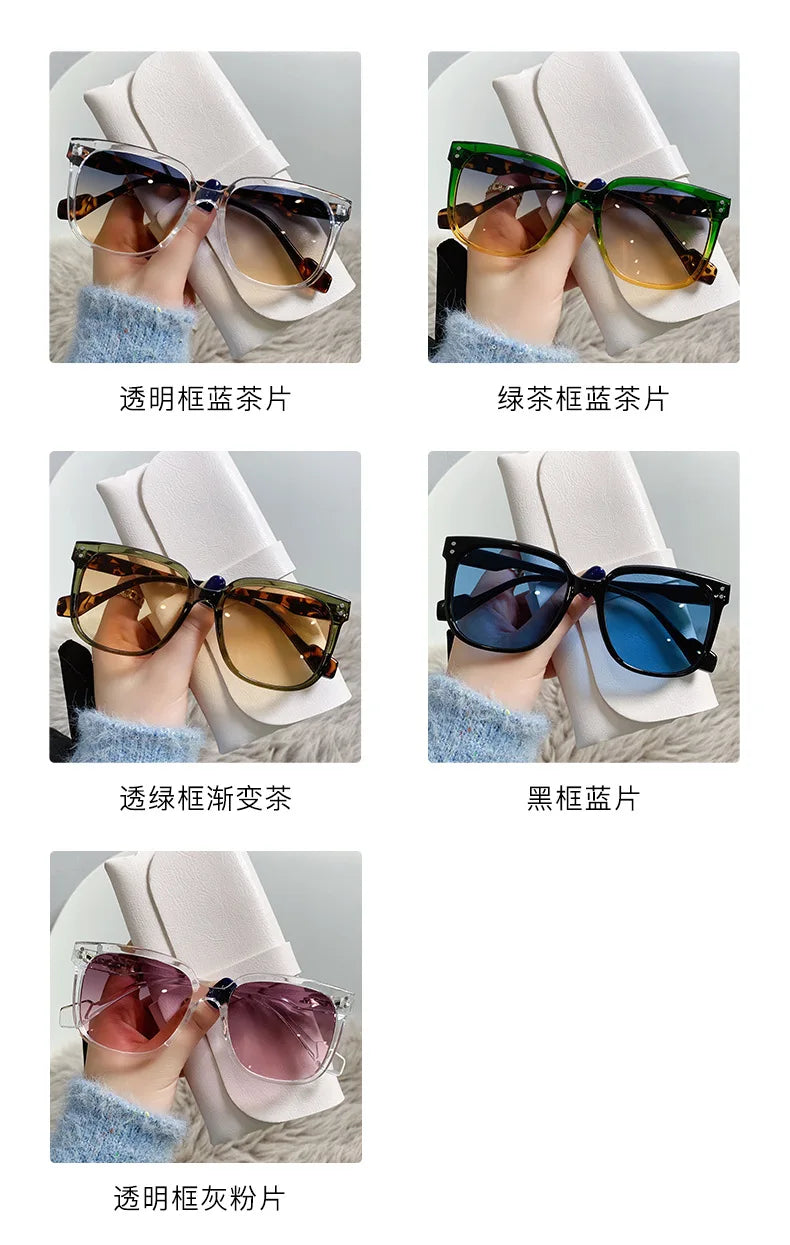 Retro Oversized Gradient Square Sunglasses for Women - Vintage Designer Beach Eyewear.