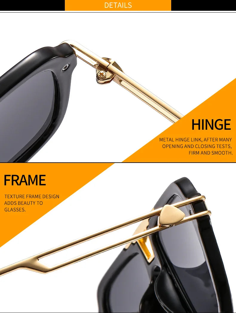 D&T 2022 Trendy Square Sunglasses for Men and Women with Gradient Lenses - Luxury Alloy Metal Frame, UV400 Protection