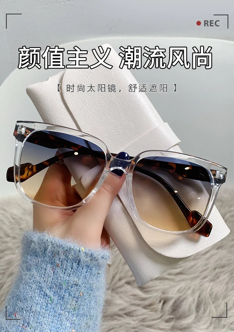 Retro Oversized Gradient Square Sunglasses for Women - Vintage Designer Beach Eyewear.