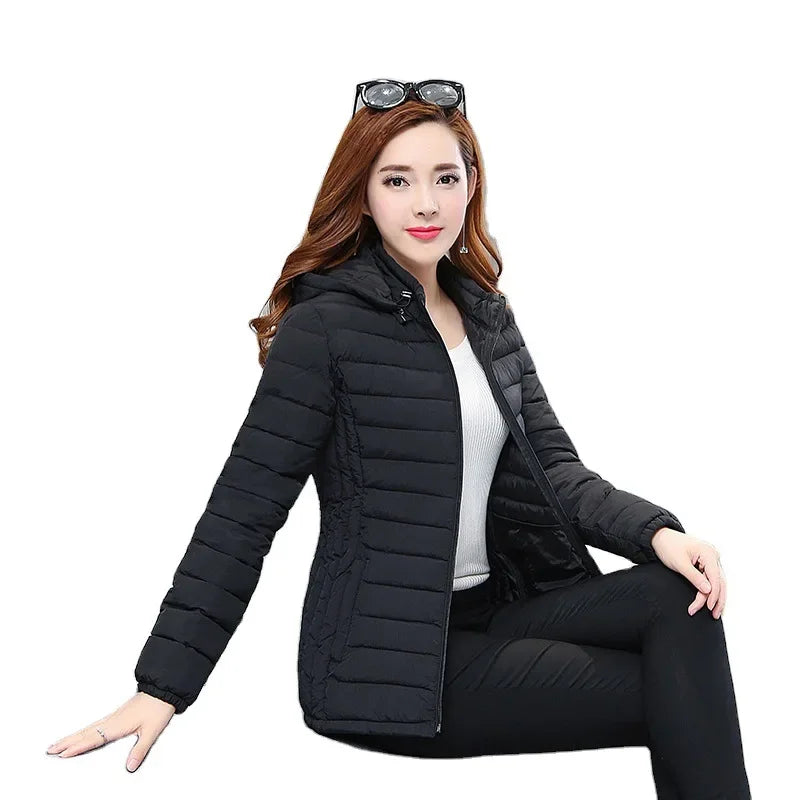 Winter Jackets for Women Cotton Padded Ultralight Coat Women's Parkas Lady Winter Thickened Slim Warm Jacket Female Hooded Parka.