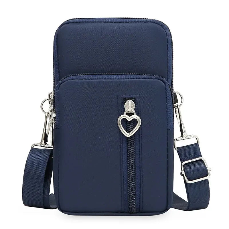 Waterproof Mobile Phone Bag Women's Mini Oxford Crossbody Bag Daily Multi-layer Zipper Purse Casual Outdoor Travel Nylon Bag.