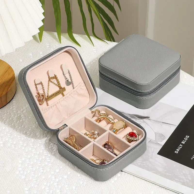 Jewelry Organizer Display Travel Jewelry Case Boxes Portable Jewelry Box Leather Storage Joyeros Organizador De Joyas.