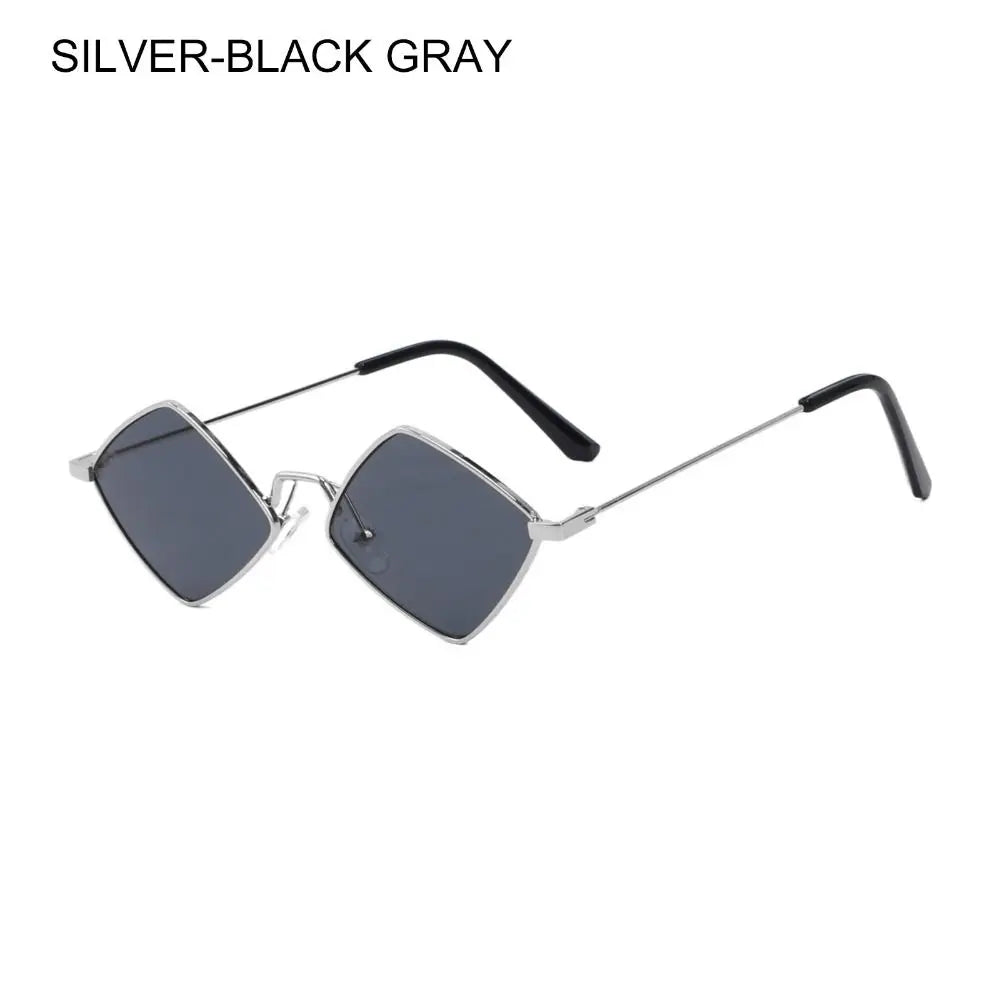 Trendy Retro Diamond-Shaped UV Protection Sunglasses for Men and Women with Metal Frame - Unisex Quadrilateral Shades.