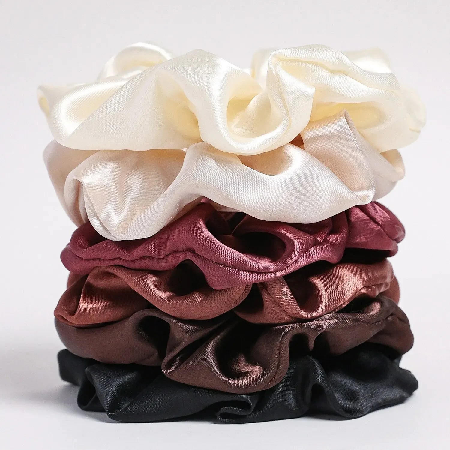 6-Pack Women's Elegant Satin Scrunchies for Everyday Wear.