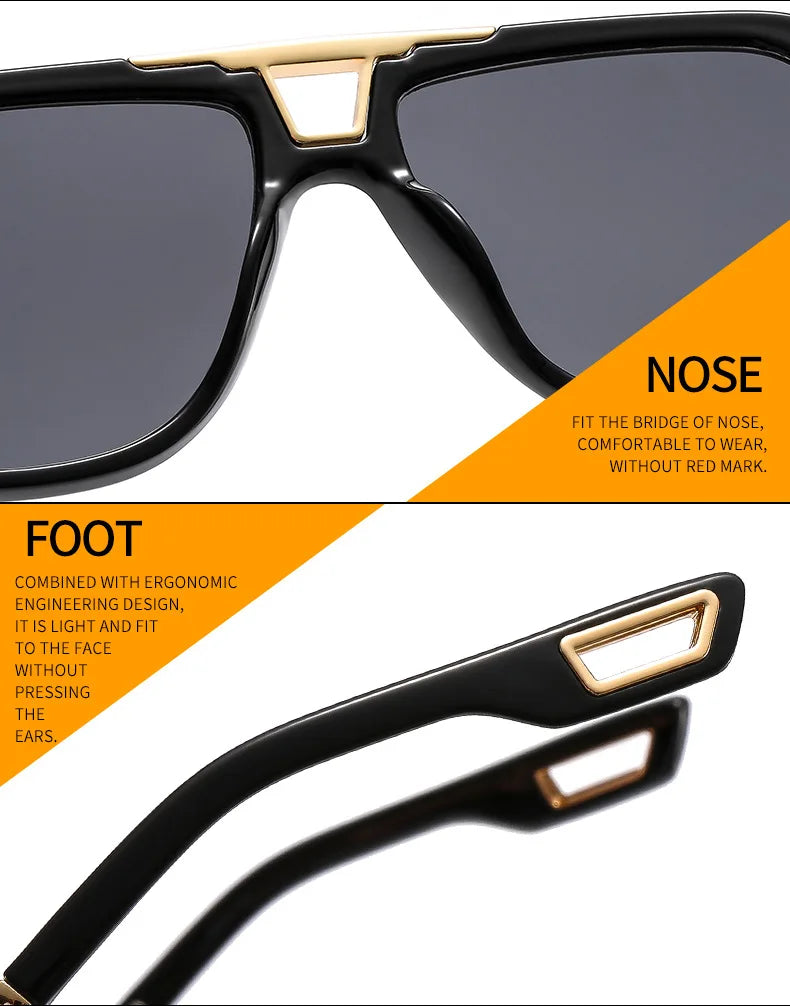 D&T 2022 Trendy Square Sunglasses for Men and Women with Gradient Lenses - Luxury Alloy Metal Frame, UV400 Protection