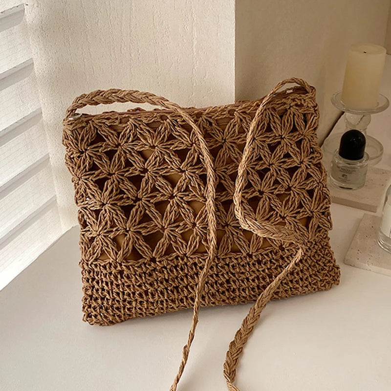 Small Fresh Crossbody Bag, Women's Bag, Straw Woven Shoulder Bag, Niche And Versatile Woven Bag, Simple And Fashionable Handbag